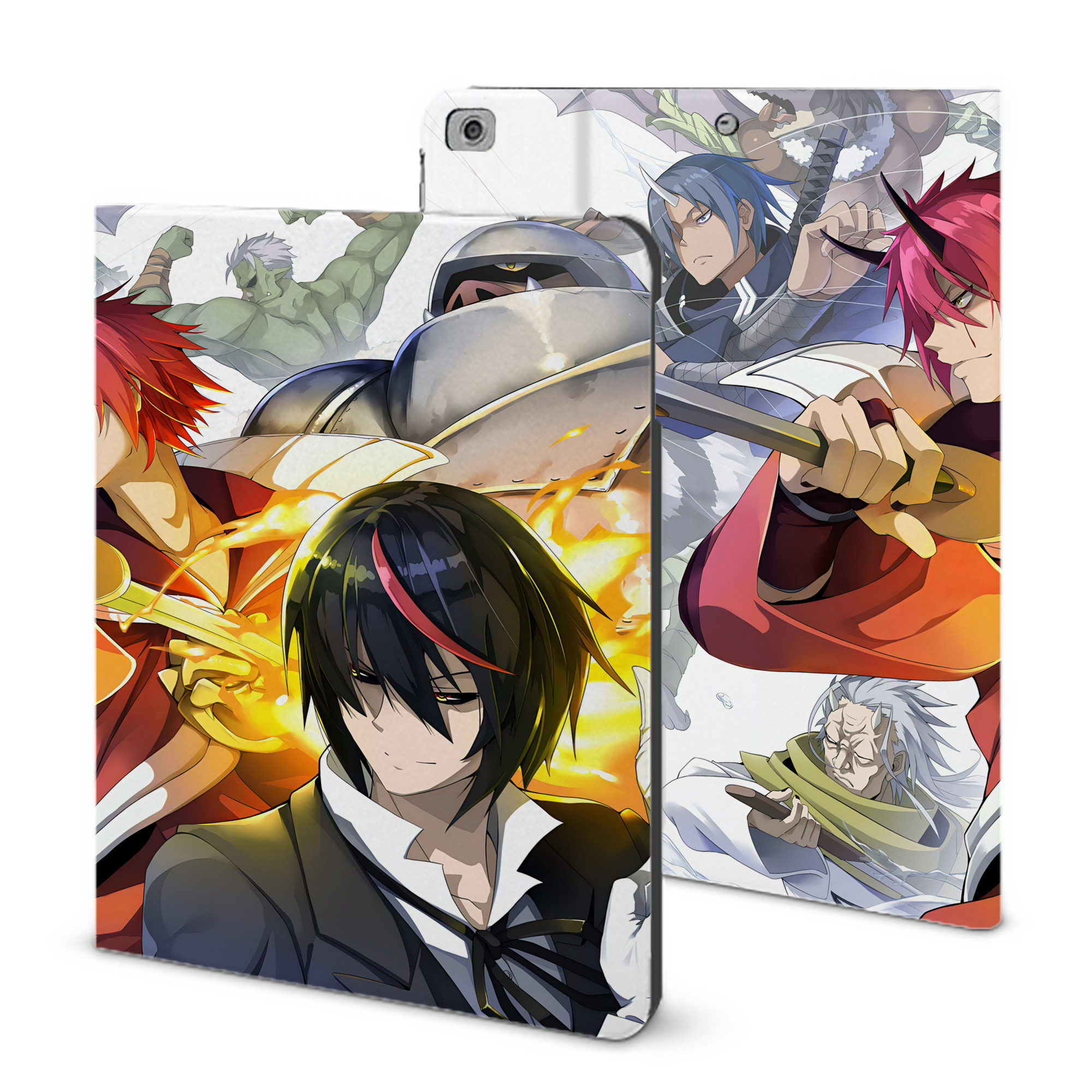 （画像用） 転スラ Regarding Reincarnated to Slime IPad ケース ブック型 PUレザー TPU 耐衝撃 軽量 薄型 ペン収納なし 全面保護 IPad 各モデル対応